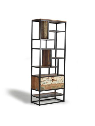 Giner&Colomer Estanter&iacute;a en madera recliclada y metal color oscuro