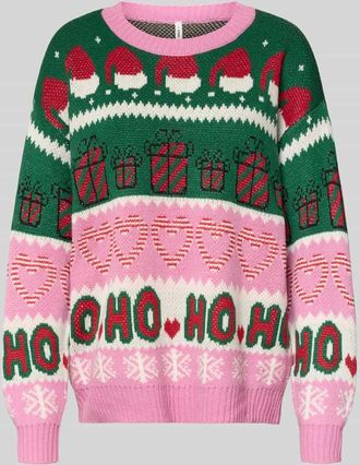 Only Regular Fit Weihnachtspullover mit Glitzer-Details Modell XMAS HOHO in Rosa, Gr&ouml;&szlig;e XS