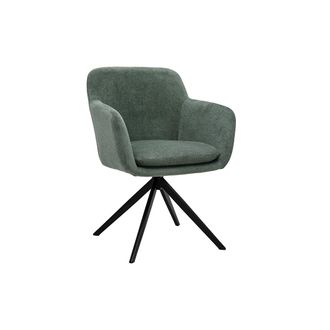 Miliboo Silla Giratoria 360&deg; En Tejido Chenilla Verde Caqui Y Metal Negro Amika