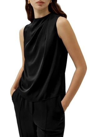 LilySilk Womens Sleeveless Minimalist Silk Top in Black at Nordstrom, Size X-Small