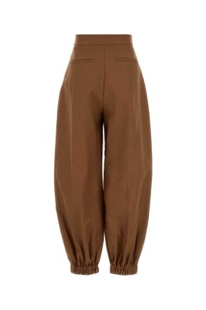 Fendi Womens Brick Linen Blend Wide-Leg Pant Wood-26 Exterior: Cotton Pantaloni Trousers