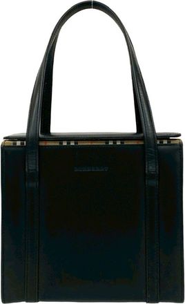 Burberry Black Leather Handbag Tote Bag (Pre-Owned)