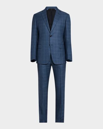 Giorgio Armani Men & apos;s Blurred Windowpane 240G Suit