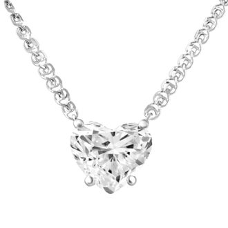 Pompeii3 Certified 3Ct Heart Solitaire Diamond Pendant Necklace 14k Gold Lab Grown
