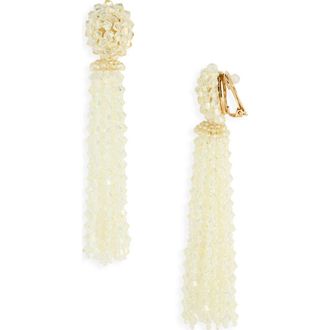 Oscar De La Renta Beaded Tassel Drop Earrings in Pale Yellow at Nordstrom