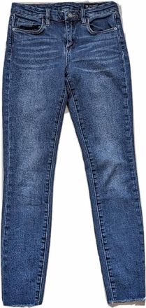 Blank NYC Womens The Bond Mid Rise Skinny Raw Hem Jeans In Blue Denim