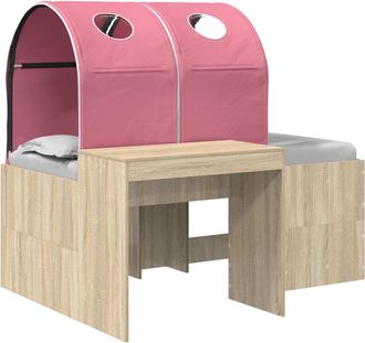 vidaXL Cama Con T&uacute;nel 3 Uds. Roble Sonoma Y Rosa Madera De Ingenier&iacute;a Vidaxl
