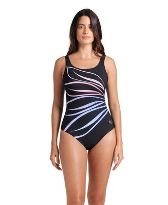 Arena Badeanzug ARENA WOMENS ARENA SWIMSUIT SUSANNA U BACK C CUP, Damen, Gr. 36, N-Gr, schwarz (schwarz multi, schwarz), Obermaterial: 68% Polyamid, 32% Ela