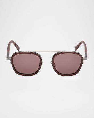 Ermenegildo Zegna Dark Foliage Orizzonte I 51mm Metal/Acetate Navigator Sunglasses