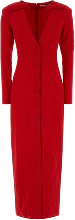 Alessandra Rich Red Cady Long Dress