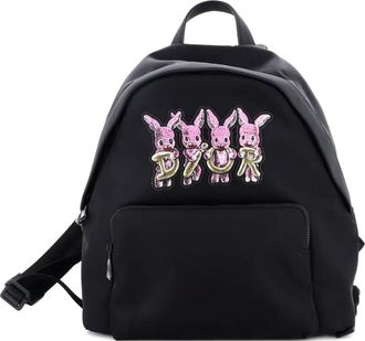 Dior Front Pocket Zip Embroidered Nylon Medium backpack - Nero