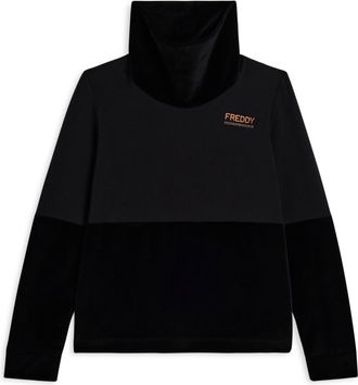 Freddy Felpa da donna con fondo e collo alto in velluto