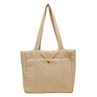 Generic Ladies Padded Sling Bag Solid Color Puffer Shoulder Bag Large Capacity Single Shoulder Bag Fashion for Party Travel Work (Khaki)