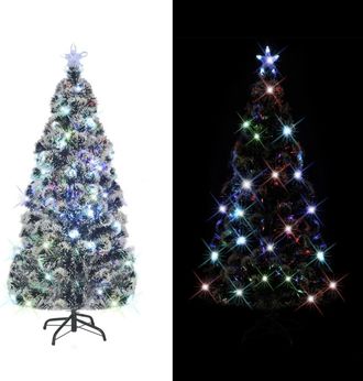 vidaXL &Aacute;rbol De Navidad Preiluminado Con Soporte Y Led Fibra &Oacute;ptica 210 Cm Vidaxl