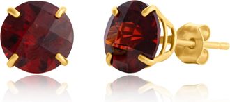 MAX + STONE 10k Yellow or White Gold 8mm Round Cut Gemstone Birthstone Stud Earrings