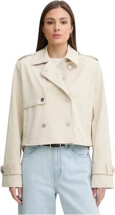 DKNY Cropped Trenchcoat - Dames - Trenchcoats - Wit - M/L - Katoen - Jassen