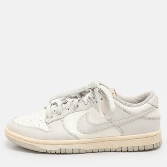 Nike Grey/white Leather sail Light Bone Dunk Low Top Sneakers