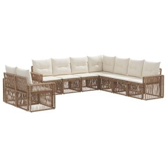vidaXL Conjunto De Sof&aacute;s De Jard&iacute;n 9 Pcs Beige Y Blanco Crema Vidaxl