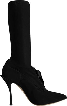 Dolce & Gabbana Zwarte Veterschoenen voor Halverwege de Kuit - Dames - Laarzen met Hak - Zwart - 36 EU - Schoenen