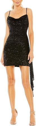Mac Duggal Sequined Cowl Neck Mini Dress