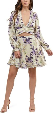 Bebe Womens Yoryu Ruffle Wrap Top