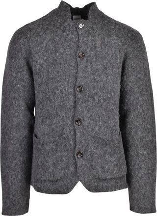 Aspesi Cardigan met ronde hals - Heren - Vesten - Grijs - M - Wol - Truien & Vesten