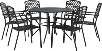 vidaXL Stackable Garden Chair Set 7 pcs Anthracite Powder-coated Steel vidaXL