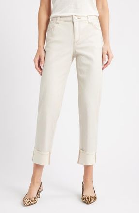 Wit & Wisdom High Waist Fray Hem Jeans in Blanched Almond at Nordstrom, Size 12