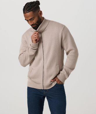 Vuori Clothing Denver Full Zip Sweater | Willow Grey | Medium