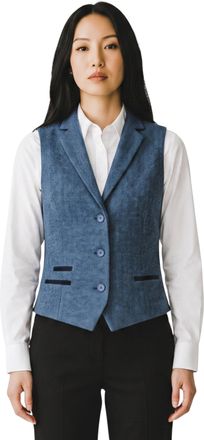 TruClothing Womens Blue Tweed Herringbone Tailored Fit Waistcoat - IMW04