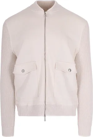 Eleventy Lightweight Cotton-Linen Blend Jacket with High Collar