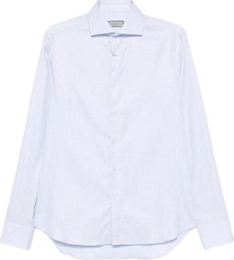 Canali Heren Overhemden - Heren - Zakelijke Overhemden - Blauw - XL - Katoen - Overhemden
