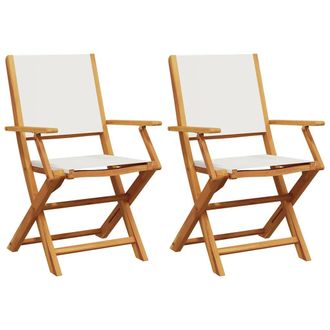 vidaXL Vidaxl - Sillas De Jard&iacute;n 2 Uds Madera Maciza Acacia Y Tela Crema Blanco