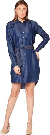 Tommy Hilfiger Lyocell overhemdjurk met drukknoopsluiting en afneembare riem - Dames - Shirt Kleedjes - Blauw - XL - Kleedjes