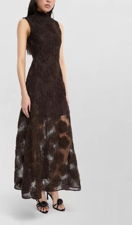 Rotate 3d floral lace high-neck sleeveless maxi dress