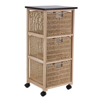 Tendance Mueble Cuadrado Con Ruedas 3 Cajones Papel Gm Estructura Paulownia Mdf Chopo - Natural - Tendance