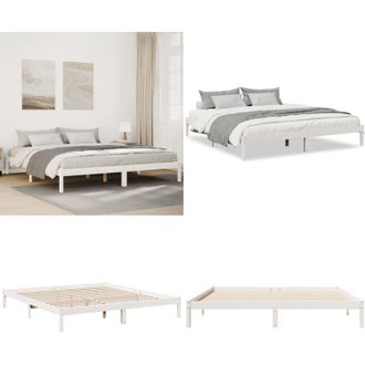 vidaXL Letto Extra Lungo senza Materasso Bianco 180x220 cm in Pino - Letto extra lungo - Letto senza materasso