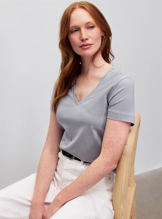 Contemporaine Womens SUPIMA cotton V-neck T-shirt