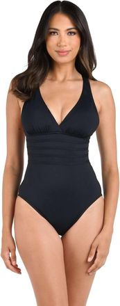 La Blanca Womens Island Goddess Multi-Strap Cross Back One Piece In Black