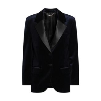 Victoria Beckham Single Breasted Tailored Jacket - Dames - Jassen - Blauw - Maat: S Leer