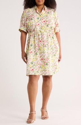Vince Camuto Floral Short Sleeve Shirtdress in Raspberry Sorbet at Nordstrom, Size 1 X