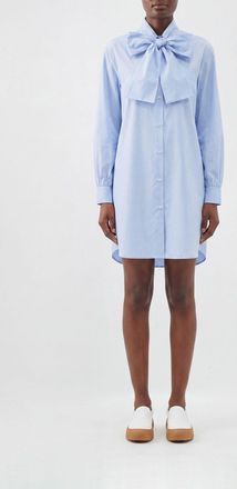 Moschino Mini abito chemisier in cotone con collo a fusciacca