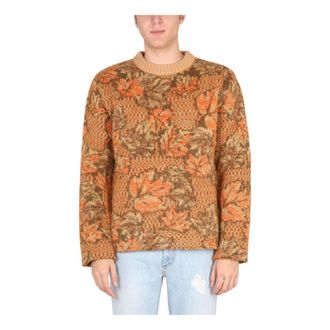 ERL Round-neck Knitwear, male, Multicolor, Size: M Lurex Jacquard Raw Edges Sweater Knit