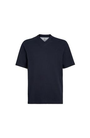 Brunello Cucinelli Cotton jersey V-neck T-shirt in Navy Blue at Nordstrom, Size Xxx-Large Eu