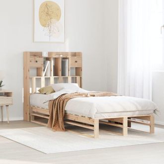 vidaXL Cama Con Estanter&iacute;a Sin Colch&oacute;n Madera Maciza De Pino 90x190 Cm Vidaxl