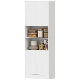 HOMCOM Homcom Dispensa Cucina 170cm, Cerniere Ammortizzate, Bianco