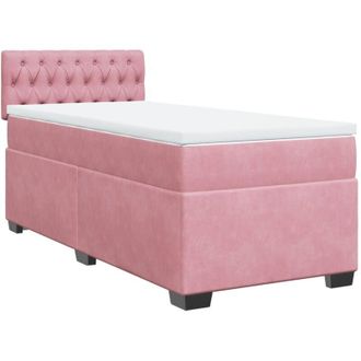 vidaXL Box Spring Bed with Mattress Pink 90x190 cm Velvet Vidaxl