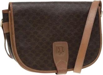 Celine Pre-owned Cross Body Bags, female, Brown, Size: ONE SIZE Pre-owned Vintage Macadam Canvas Shoulder Bag