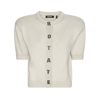 Rotate ROTATE Birger Christensen, Cardigans, female, Gray, Size: XS Firm Knit Ss Cardigan