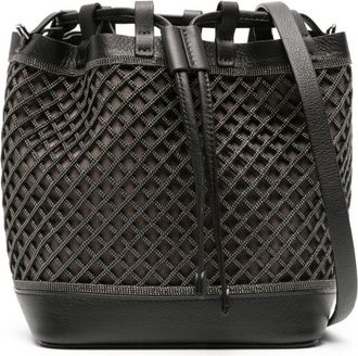 Brunello Cucinelli Monili chain-embellished bucket bag - women - Calf Leather - OS - Black